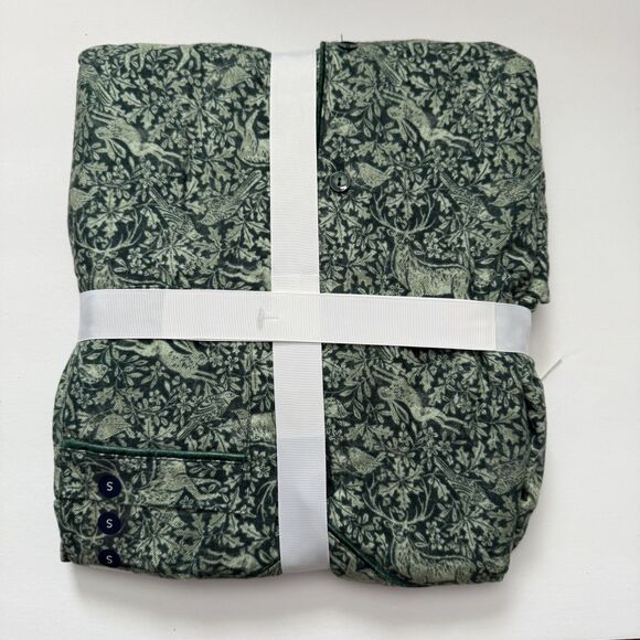 NWT Charter Club Gift Pack Flannel 2 Piece Pajama Set Green Forest Animal Garden - Picture 3 of 3